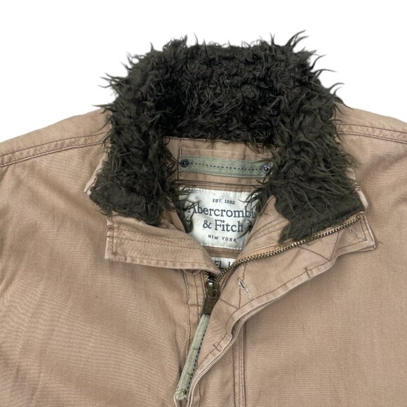 Abercrombie & Fitch Vintage Sentinel Military Cargo Canvas Sherpa Lined Jacket L - Picture 4 of 14